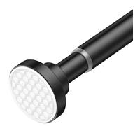 Tringle à rideau de douche réglable de 137 à 228 cm, résistante à la rouille, ne tombe pas, sans perçage - Noir