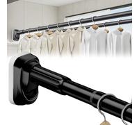 Tringle à rideau de douche réglable de 40 à 500 cm, extensible et télescopique pour douche, fenêtres, placard, Ø 32 mm (noir, 360-450 cm)