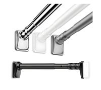Tringle à rideau de douche réglable de 40 à 500 cm, sans perçage, antidérapante, facile à installer, pour salle de bain (noir, 2,1 à 3 m)