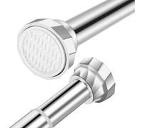Tringle à rideau de douche réglable en acier inoxydable argenté - Sans perçage - Barre de tension à ressort extensible - Antirouille et antidérapante - 198-255 cm - Pour salle de bain, balcon, rideau