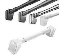 Tringle à rideau de douche réglable en acier inoxydable, sans perçage, antirouille, antidérapante, télescopique et extensible pour placard, salle de bain, fenêtres ou portes (blanc, 210-300 cm)