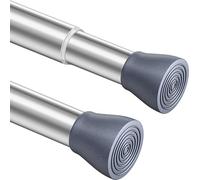 Tringle à rideau de douche réglable, en acier inoxydable, sans perçage, barre télescopique pour armoire, salle de bain, balcon, rideau de douche (85-180 cm, argent clair)