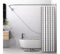 Tringle à rideau de douche réglable en forme de L - Angle incurvé - En acier inoxydable - Extensible - Sans perçage - Robuste - Ne s'affaisse pas - Argenté - 108-138 cm