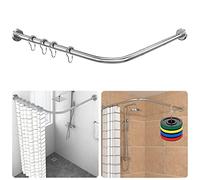 Tringle à Rideau de Douche Réglable en Forme de L en Acier Inoxydable Antirouille Avec 18 Anneaux de Bain,Pas de Perçage,Convient Pour Baignoire,Magasin De Vêtements,Espace Privé (70-100x70-100 cm)