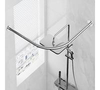 Tringle à rideau de douche réglable en forme de L, très résistante à la rouille, sans support de plafond, convient pour baignoire de 70 à 95 cm, design moderne argenté pour salle de bain