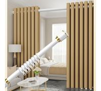 Tringle à rideau de douche télescopique réglable de 0,4 à 5 m, sans perçage, facile à installer pour intérieur/extérieur, couleur crème, s'adapte aux espaces de 2,6 à 3,5 m.