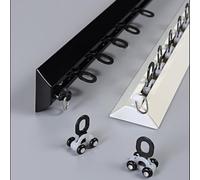 Tringle à rideau de douche ultra fine en aluminium - Rail coulissant silencieux de 0,9 m/1,8 m/2,5 m pour salon, chambre à coucher, terrasse, baie vitrée et séparateur de pièce - Système de montage