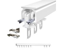 Tringle à rideau de plafond carrée robuste en aluminium pour baie vitrée de véhicule récréatif et utilisation domestique (blanc 180 cm) - Installation facile - Design élégant