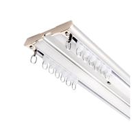 Tringle à rideau de plafond double en aluminium 1 m10 m blanc 130 cm pour salon et séparateur de pièce - Rail de rideau de douche réglable, durable et élégant
