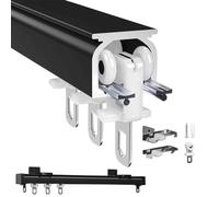 Tringle à rideau de plafond en aluminium 1 m 6 m avec plusieurs rouleaux et accessoires, idéal pour les séparateurs de pièce, rideaux de douche et solution polyvalente