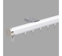 Tringle à rideau de plafond en aluminium robuste avec rouleaux silencieux, rail de rideau mural unique pour salon, chambre à coucher, hôpital, 1,6 m, blanc