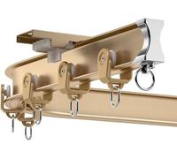 Tringle à rideau de plafond en aluminium robuste - Tringle flexible et pliable pour séparateur de pièce - Kit complet pour douche, camping-car - Doré 2,5 m