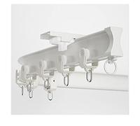 Tringle à rideau de plafond réglable en aluminium et flexible pour salle de bain et appartement - Grande (blanc, 1 m)