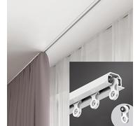 Tringle à rideau de plafond silencieuse pour cuisine, douche, 3,9 m, support en métal, système de rail unique, installation facile, idéale pour la décoration de la maison et solutions d'économie