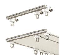 Tringle à rideau de plafond ultra fine - 1 à 6 m - Double rail réglable en aluminium silencieux pour salon, chambre à coucher, séparateur de pièce, 4,5 m de long, installation facile