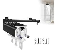 Tringle à rideau de séparation de pièce, système de tringle à rideaux facile à installer pour rideaux, séparateur de pièce, rideau de douche (noir, 180 cm)