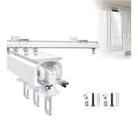 Tringle à rideau de séparation de pièce, système de tringle à rideaux facile à installer, pour rideaux, séparateur de pièce, rideau de douche (blanc, 340 cm)