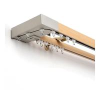 Tringle à rideau double à fixation murale avec support et rouleau, 1 m pour séparateur de pièce, salon, chambre à coucher - Tringle à rideau polyvalente avec embout (couleur : C)