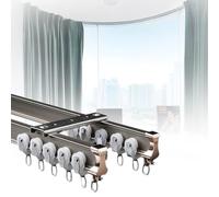 Tringle à rideau double en aluminium flexible pour baie vitrée et cloisons de séparation de pièce 490 cm Couleur champagne Durable et flexible Solution polyvalente