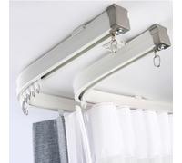 Tringle à rideau double flexible en métal pour rideaux en forme de L/U - 3,4 m - Fixation murale polyvalente et réglable