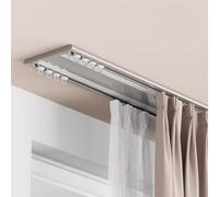 Tringle à rideau double invisible silencieuse 5,2 m pour plafond Idéal pour appartements, hôtels, hôpitaux Finition dorée durable et élégante Parfait pour n'importe quel espace