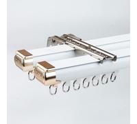 Tringle À Rideau Double Piste 1,50mm D'épaisseur - Système De Rail De Rideau En Aluminium À Glissement Silencieux Pour Séparateur De Pièce, Montage Au Plafond Ou Au Mur(White Wall,75cm/2.4ft)