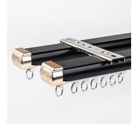 Tringle À Rideau Double Piste 1,50mm D'épaisseur - Système De Rail De Rideau En Aluminium À Glissement Silencieux Pour Séparateur De Pièce, Montage Au Plafond Ou Au Mur(Black Ceiling,400cm(4*100cm))