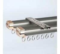 Tringle À Rideau Double Piste 1,50mm D'épaisseur - Système De Rail De Rideau En Aluminium À Glissement Silencieux Pour Séparateur De Pièce, Montage Au Plafond Ou Au Mur(Gray Ceiling,95cm/3.1ft)