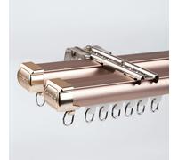 Tringle À Rideau Double Piste 1,50mm D'épaisseur - Système De Rail De Rideau En Aluminium À Glissement Silencieux Pour Séparateur De Pièce, Montage Au Plafond Ou Au Mur(Rose Wall,290cm(2*145cm))