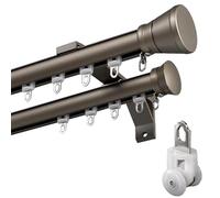 Tringle à rideau double pour fenêtre de baie vitrée, kit de tringle à rideaux décorative pour la maison, le balcon et le salon Accessoires complets inclus