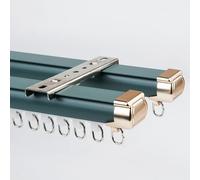 Tringle à rideau double robuste de 4,5 m en aluminium pour plafond/mur - Pour séparateur de pièce - Avec 3 panneaux bleus de 1,5 m - Idéal pour la maison, le bureau et les espaces événementiels