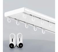 Tringle à rideau double silencieuse et robuste - 5,9 m - En alliage d'aluminium blanc - Pour salon, chambre à coucher, hôpital - Installation facile - Solution sans bruit