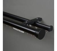 Tringle À Rideau En Aluminium À Montage Mural De Plafond, Jeu De Rails À Rideaux De Double Pour Rideaux, Pour Fenêtres, Salon, Chambre, Cabine De Douche(Black-top,210cm(2 * 105cm))