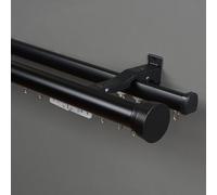 Tringle À Rideau En Aluminium À Montage Mural De Plafond, Jeu De Rails À Rideaux De Double Pour Rideaux, Pour Fenêtres, Salon, Chambre, Cabine De Douche(Black-wall,100cm/3.3ft)