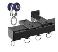 Tringle à rideau en aluminium blanc/noir - Tringle à rideau de séparation de pièce ou mur de 6 m - Rail de rideau de douche simple pour l'intimité - Solution polyvalente de décoration d'intérieur