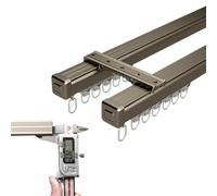 Tringle à rideau en aluminium robuste - Double rail - Montage au plafond ou au mur - Pour salon et chambre à coucher - Idéal pour les séparateurs de pièce et rideaux de douche - Système de glissement