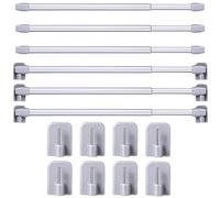 Tringle à Rideau en Plastique Réglable 15,7 à 27,5 Pouces Tringles à Rideaux de Douche Auto-Adhésives Barres de Placard Barres de Tension Accessoires pour Rideaux sans Perçage (Argent, 6)