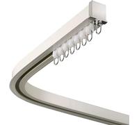 Tringle à rideau flexible incurvée blanche, réglable en forme de S/L/U, rail simple avec crochets d'extrémité pour baie vitrée et séparateur de pièce