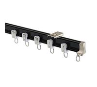 Tringle à rideau incurvée en aluminium pour n'importe quelle fenêtre, polyvalente, à monter au plafond, noire, 2 m, idéale pour les balcons, les hôtels, les camping-cars et le camping.