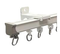 Tringle à rideau incurvée réglable et flexible pour fenêtre de douche et séparateur de pièce - Support mural pour baie vitrée - Blanc - 2,5 m