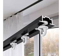 Tringle à rideau invisible encastrée avec raccords à vis pré-construite pour baies vitrées, balcons, douches - Noir - 3 m de long - Installation facile