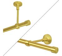 Tringle à rideau l'or, 200 cm, 1 voie, 19 mm, métal, fixation au mur ou au plafond, Embout droit