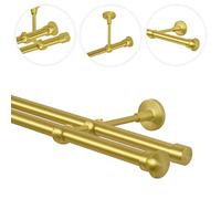 Tringle à rideau l'or, 240 cm, 2 voies, 19 mm, métal, fixation au mur, Fball