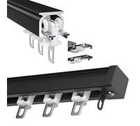 Tringle à rideau murale ou au plafond, système de rails coulissants en aluminium avec roulettes pour chambre à coucher, douche, pergola extérieure - Solution durable et élégante