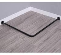 Tringle à Rideau pour Dressing - Tringle Métallique Murale - Étagère D’essayage D’Angle en Forme De L - Tringle à Rideau De Douche, Black, 90x90cm