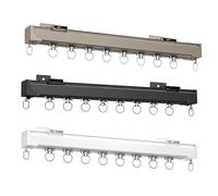 Tringle À Rideau pour Montage Au Plafond - 1m 2m 3m 4m 5m 6m Système De Rails De Rideaux Coulissants Très Résistant, Séparateur De Pièce, Rails De Rideau Et Raccords En Aluminium(Black,3.8m(12.5ft))