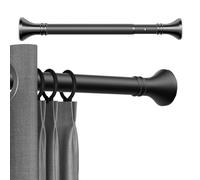 Tringle à Rideau sans Percage Extensible et Télescopique - 40 à 500cm-Acier Inoxydable Épais Barre de Douche pour Salle de Bain, Fenêtre, Penderie(Noir,110-190CM)