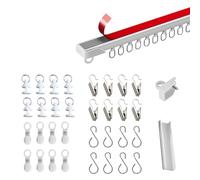 Tringle À Rideau Sans Percer pour Plafond/mur Rail Rideaux Adhesif Rail Rideau Anti-endommagement Avec Clips et Crochets 50 Cm-500 Cm Blanche Aux Murs Lisses Camping-cars Salles de Bain(450cm/14.8ft)