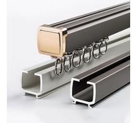 Tringle à rideau simple en aluminium 240 cm (2 x 120 cm) très résistante pour intérieur et extérieur, montage au plafond et au mur, parfaite pour rideaux de fenêtre et rideaux