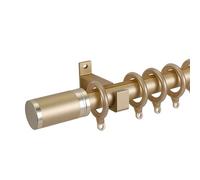 Tringle à Rideau Simples, Rail à Rideaux Robuste Avec Supports En Alliage D'aluminium, Anneau Amovible, Barre Rideau En Métal, Pour Porte Coulissante, Montage Mural(Gold,280cm/9.2ft(2*140cm))